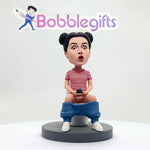 Bobbleheads personnalisés Les femmes humoristiques s’assoient sur les toilettes