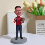Figurine à tête oscillante artisanale personnalisée pour une fête d'anniversaire