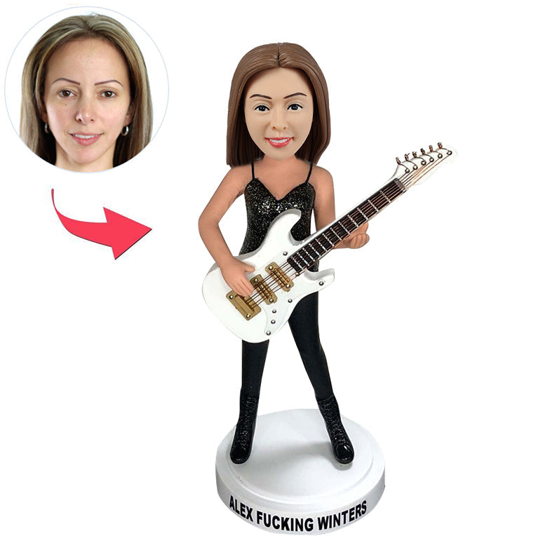Bobblehead personnalisé pour les amateurs de guitare féminins
