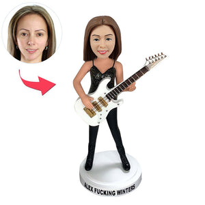Bobblehead personnalisé pour les amateurs de guitare féminins