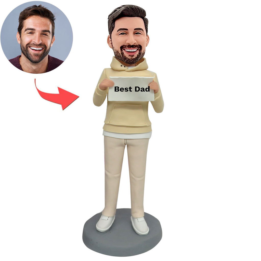 Meilleur papa personnalisé Bobblehead dans le sweat à capuche